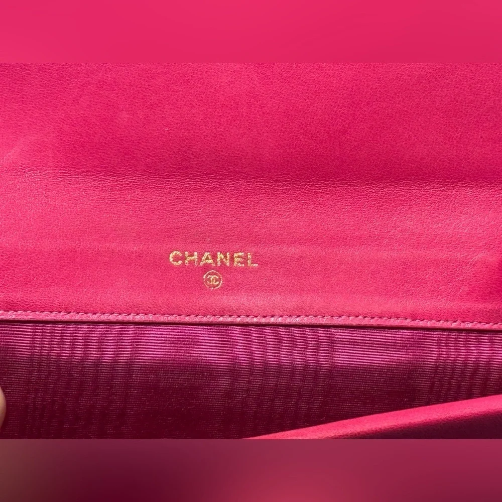 Chanel timeless double flap pink wallet